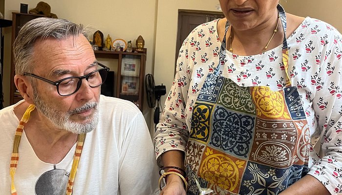 Munni in his kitchen